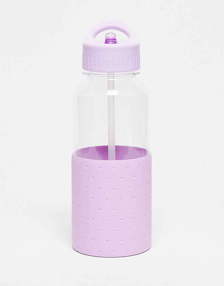 Typo water bottle in lilac polka dot